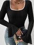 'Gwyneira' Ribbed Knit Sweater T-Shirt - Celes Fashion